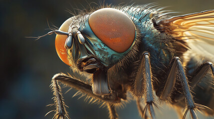 Close-Up of Fly with Compound Eyes