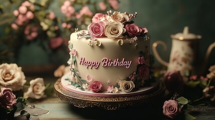 Fototapeta premium Happy Birthday Cake