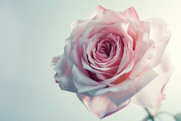 Obraz premium light pink rose blossom on white background