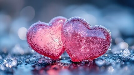 Fototapeta premium Valentines day background with transparent hearts. 