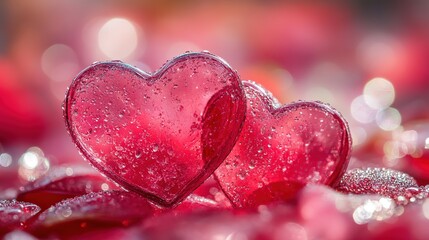 Fototapeta premium Valentines day background with transparent hearts. 