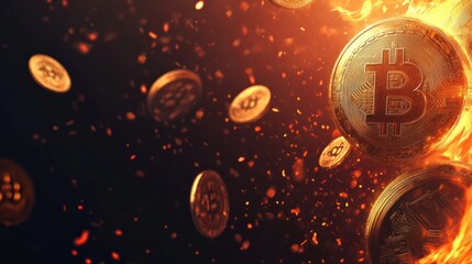 Bitcoin background crypto currency background bitcoin and fire background cryptocurrency banner bitcoin banner