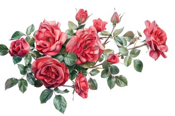 Red rose flowers arrangement isolated on white