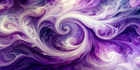 Fototapeta premium Abstract Swirls of Purple and White, Digital Art, Abstract Painting, Liquid Art, Swirl Pattern