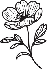 This is an illustration of flowers in a simple and modern line art style.