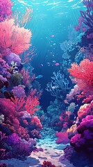 Vibrant Underwater Scene with Coral Reef and Tropical Fish