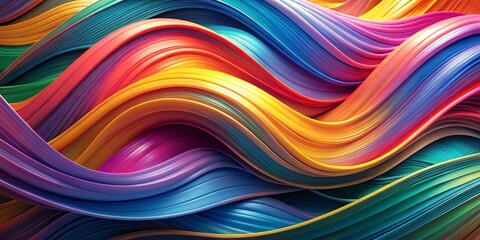 Abstract Wavy Lines of Color - 3D Render, digital art, abstract, vibrant