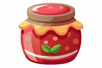 Rhubarb jam in glass jar and fresh rhubarb vector illustration