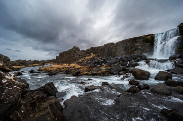 nature sceneries inside the thingvellir national park, iceland