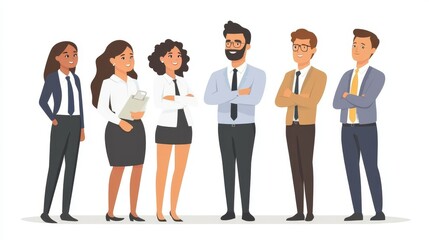 Fototapeta premium A diverse team of business professionals, including a Human Resources manager, work together collaboratively towards a shared goal. They are engaged, confident, and focused on success.