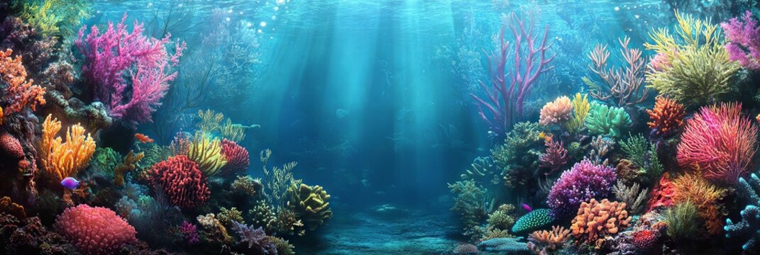 Vibrant Underwater Coral Reef with Tropical Fish