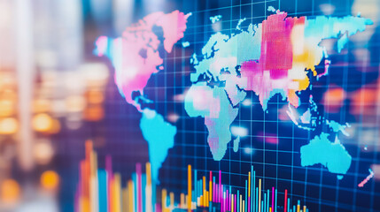 Obraz premium Abstract business smart city and charts and graphs with statistics to innovative analyze business potential and forecast future development of companies growth.