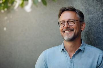 Obraz premium Relaxed attractive smiling middle-aged man