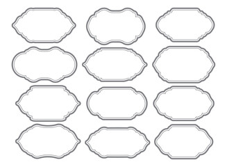 Outline Vintage Label or Emblem Set. Isolated Retro Border or Frame Elements