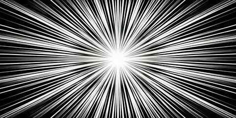 Obraz premium Black and White Radial Lines Abstract, abstract, background, design, pattern