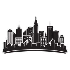 City skyline  silhouette vector  black color white background 