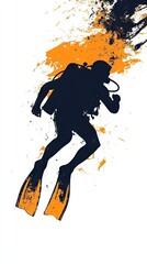 Scuba Diver Silhouette: Underwater Adventure Illustration