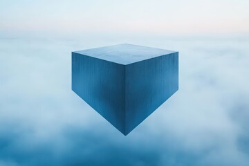 A Concrete Cube Floating Above Clouds