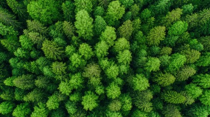 Aerial View of Lush Green Forest Canopy
