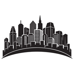 Naklejka premium City skyline silhouette vector black color white background 