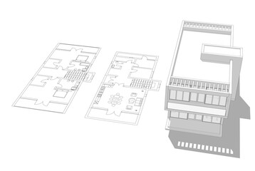 Architectural drawings 3d illustration 3d rendering