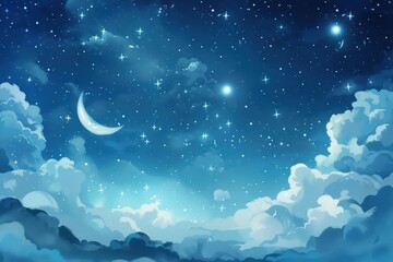 Fototapeta premium Abstract background of a sweet, cute night with soft glowing stars