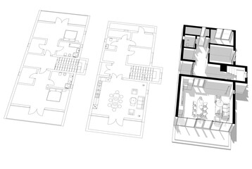 Architectural drawings 3d illustration 3d rendering