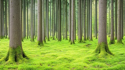 Fototapeta premium Moss Covered Trees in a Lush Forest