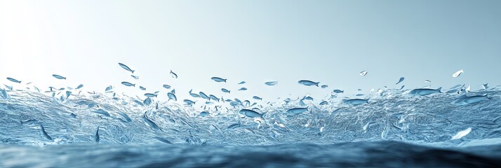 A School of Fish Swimming in the Ocean