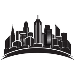 Obraz premium City skyline silhouette vector black color white background 