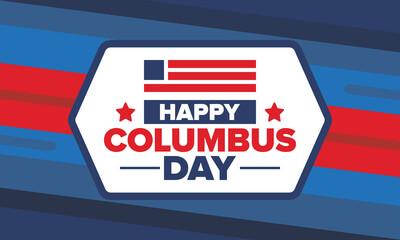 Fototapeta premium Happy Columbus Day in United States. National holiday, celebrate annual in October. American Day. Honor of Columbus. Patriotic american elements. Poster, card, banner, background. Vector illustration