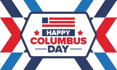 Fototapeta premium Happy Columbus Day in United States. National holiday, celebrate annual in October. American Day. Honor of Columbus. Patriotic american elements. Poster, card, banner, background. Vector illustration