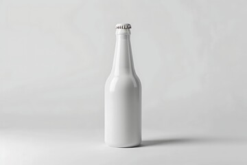 White plastic bottle mockup on white background. 3D rendering illustration