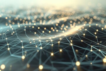 Abstract Digital Network with Glowing Nodes