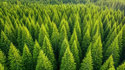 Aerial View of Lush Evergreen Forest