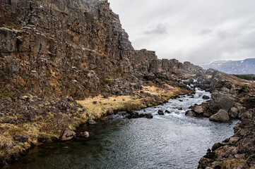 nature sceneries inside the thingvellir national park, iceland