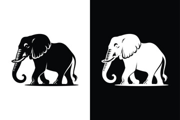 Elephant  vector silhouette icons icon set on white background.	