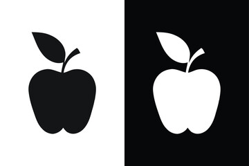 Apple vector silhouette icon on white back ground.