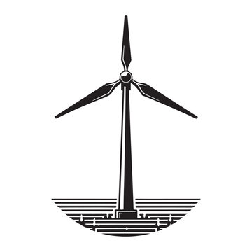 recommend clip art:  Wind turbine  silhouette vector  linner art black color white background 