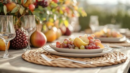 Fresh Fruits on Elegant Table Setting for Gatherings