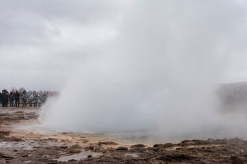 sceneries inside the geysir hot spring area along the golden circle, Iceland