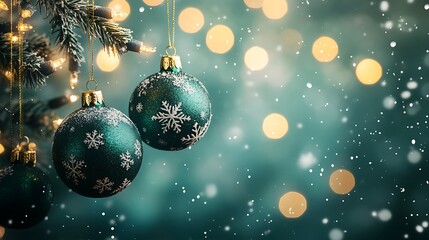 Elegant Winter Holiday Decorations with Red Accents and Glowing Christmas Ornaments