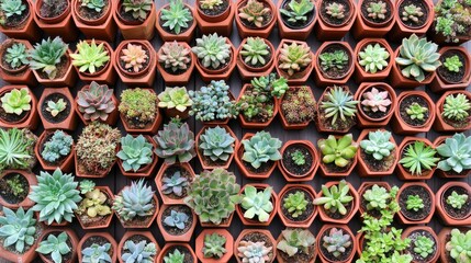 Fototapeta premium Diverse Succulent Collection in Terracotta Pots
