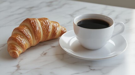 cup of coffee and croissant