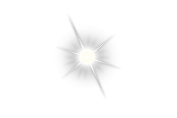 White light flare effect isolated on transparent background. Sparkling lens flare. Glowing starlight PNG. Silver light PNG. Flash light. Shining star. Star burst with sparkles. Spotlight. Glow element