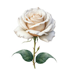 White rose with isolated background, Watercolor white rose with isolated background, Minimalist watercolor white rose with isolated background.