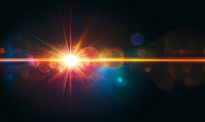 Fototapeta premium anamorphic lens flare on black background