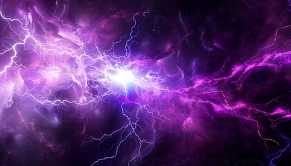 Purple lightning in the space, computer generated abstract background