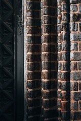 corrugated bricks at the entrance to the Gothic church 