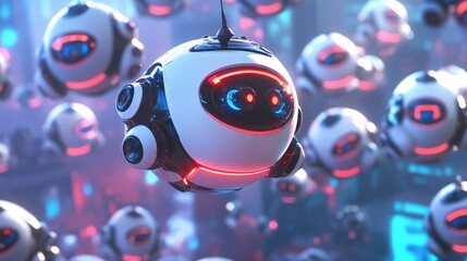 Futuristic Robots in a High-Tech Environment